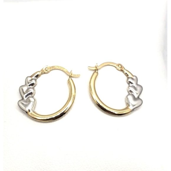 14K REAL GOLD Super Light Hollow Hearts Hoop Earrings - Picture 6 of 12